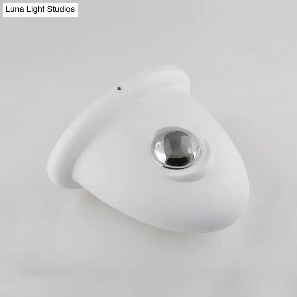 Modern triangle white and chrome bedroom wall sconce lamp with polished chrome sphere for led bedroom wall lighting
