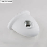 Modern triangle white and chrome bedroom wall sconce lamp with polished chrome sphere for led bedroom wall lighting