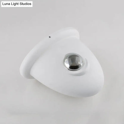 Modern triangle white and chrome bedroom wall sconce lamp with polished chrome sphere for led bedroom wall lighting