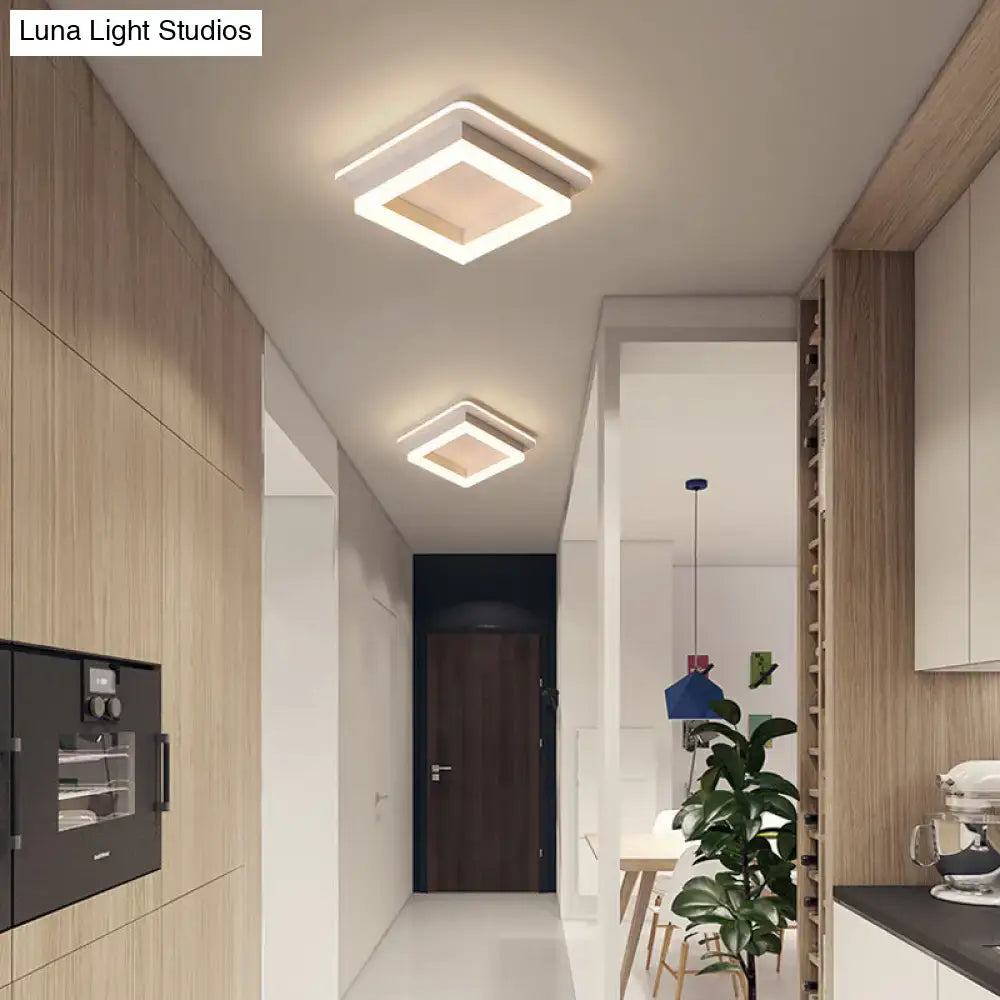 DecorBites™ compact metal led flush mount ceiling light with white frame and warm acrylic diffuser illumination