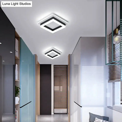 Modern square decorbites™ compact metal led flush mount ceiling light with sleek black and white geometric design