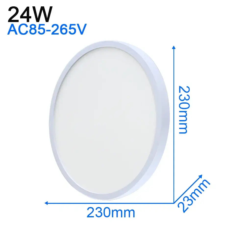 Modern ultra thin white decorbites led ceiling light with sleek frame and diffused panel measuring 230mm diameter