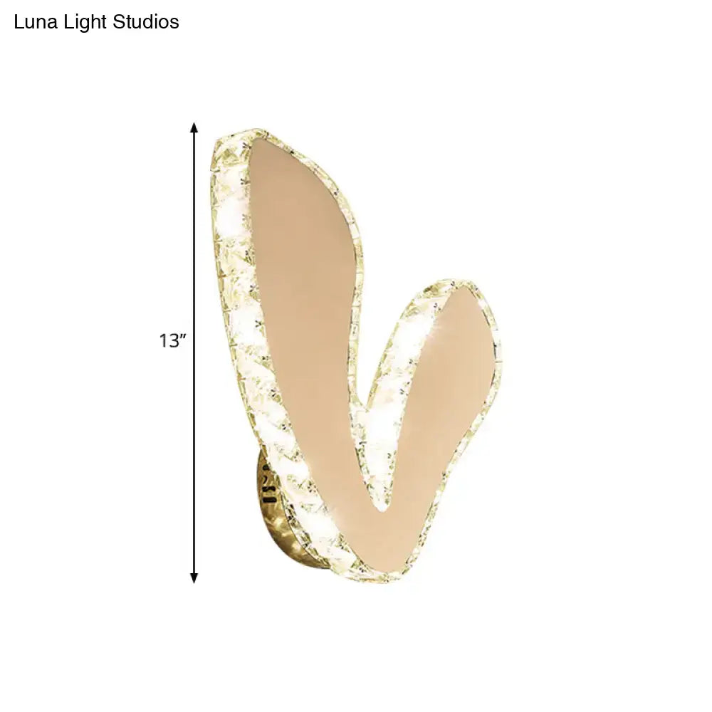 Modern v-shape gold crystal flush mount lamp with curved edges for sleeping room wall lighting