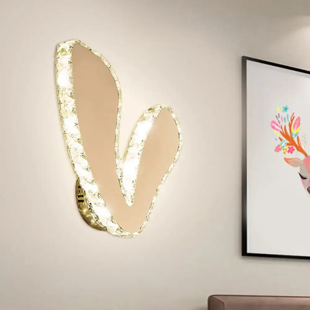 Modern v-shape gold crystal flush mount lamp with embedded led lights for sleeping room wall illumination