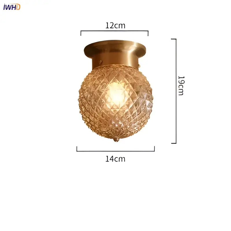 Modern vintage gold glass ball ceiling light with brass finish and textured golden glass globe for bedroom decorbites glass ball