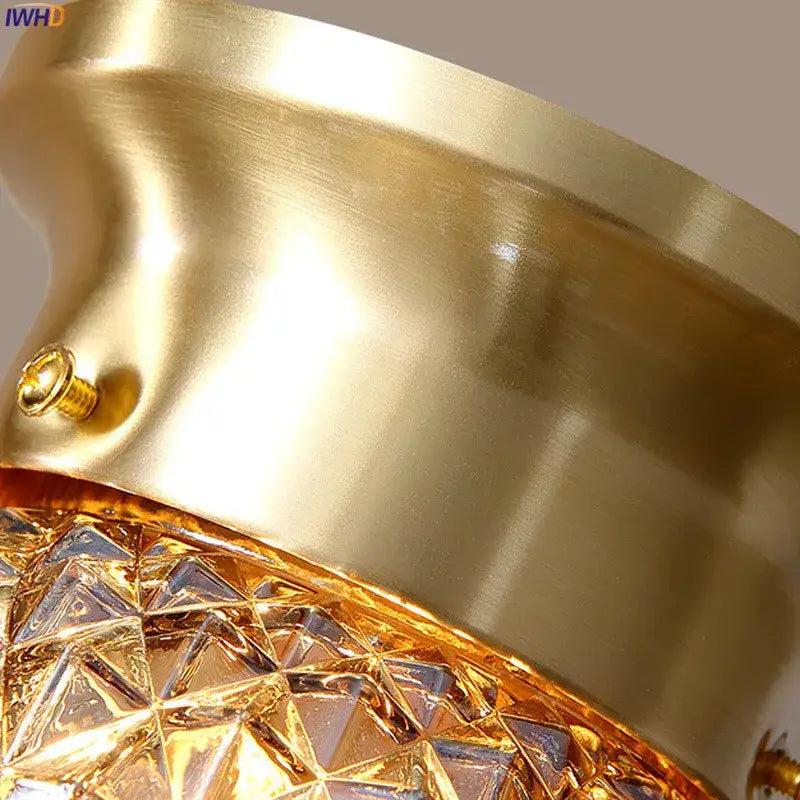 Modern vintage gold glass ball ceiling light with golden brass finish and textured faceted glass shade for bedroom decorbites glass ball ceiling light