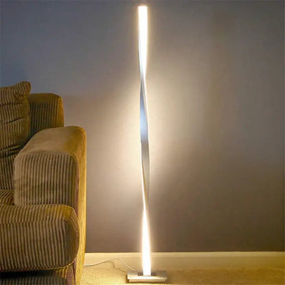 Modern twisted silver floor lamp with sleek illuminated design decorbites dimmable led floor lamp for living room lighting