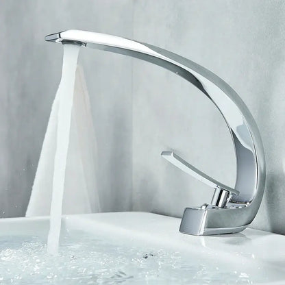Modern waterfall black chrome basin faucet with sleek curved design and chrome finish for bathroom mixer tap decorbites black chrome