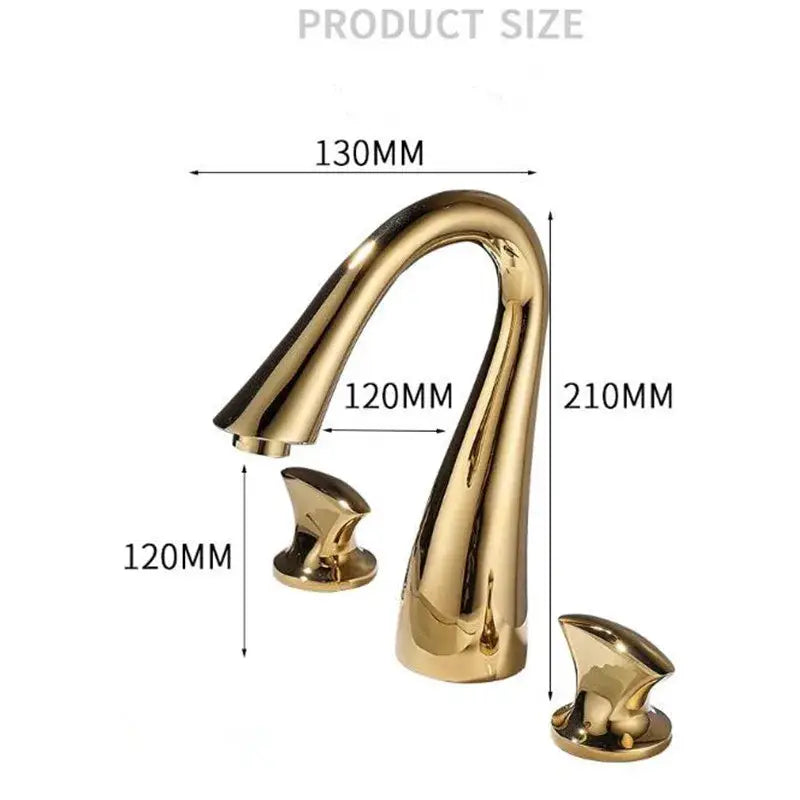 Modern waterfall black and gold basin faucet with a sleek gold basin faucet design and two matching handles by decorbites black