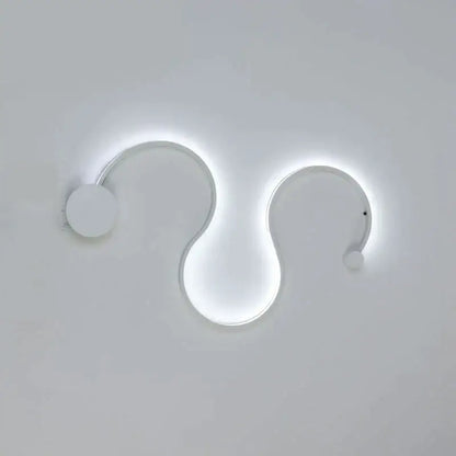 Modern wave black rgb led wall lights with sleek curved white led wall sconce design for living room decor illumination