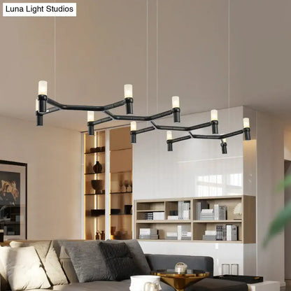 Black industrial-style DecorBites™ ceiling pendant with aluminum alloy shade and frosted glass for island lighting