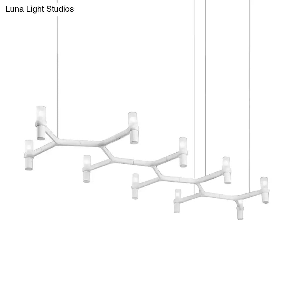 Decorbites™ contemporary 10-head ceiling pendant with white aluminum alloy shade and frosted glass lamp holders
