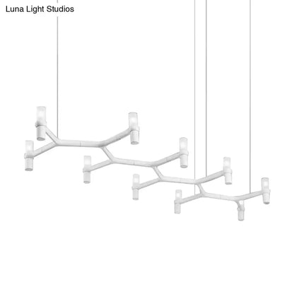 Decorbites™ contemporary 10-head ceiling pendant with white aluminum alloy shade and frosted glass lamp holders