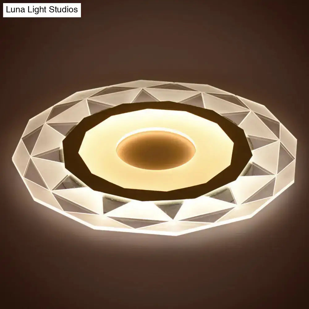 Modern white acrylic cloud led table lamp with geometric crystal-effect ceiling light and warm glowing center for bedroom use