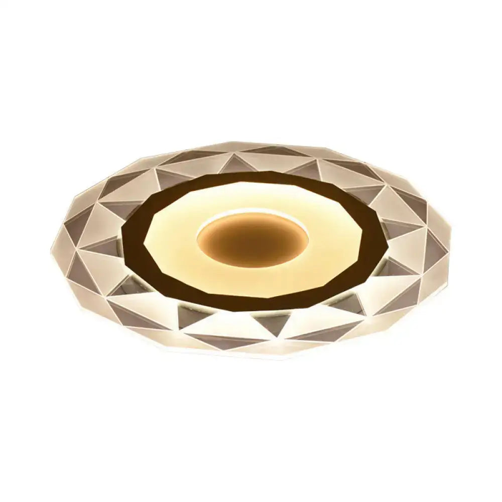 Modern white acrylic cloud led table lamp with geometric metallic gold ceiling light and warm ambient illumination for bedroom