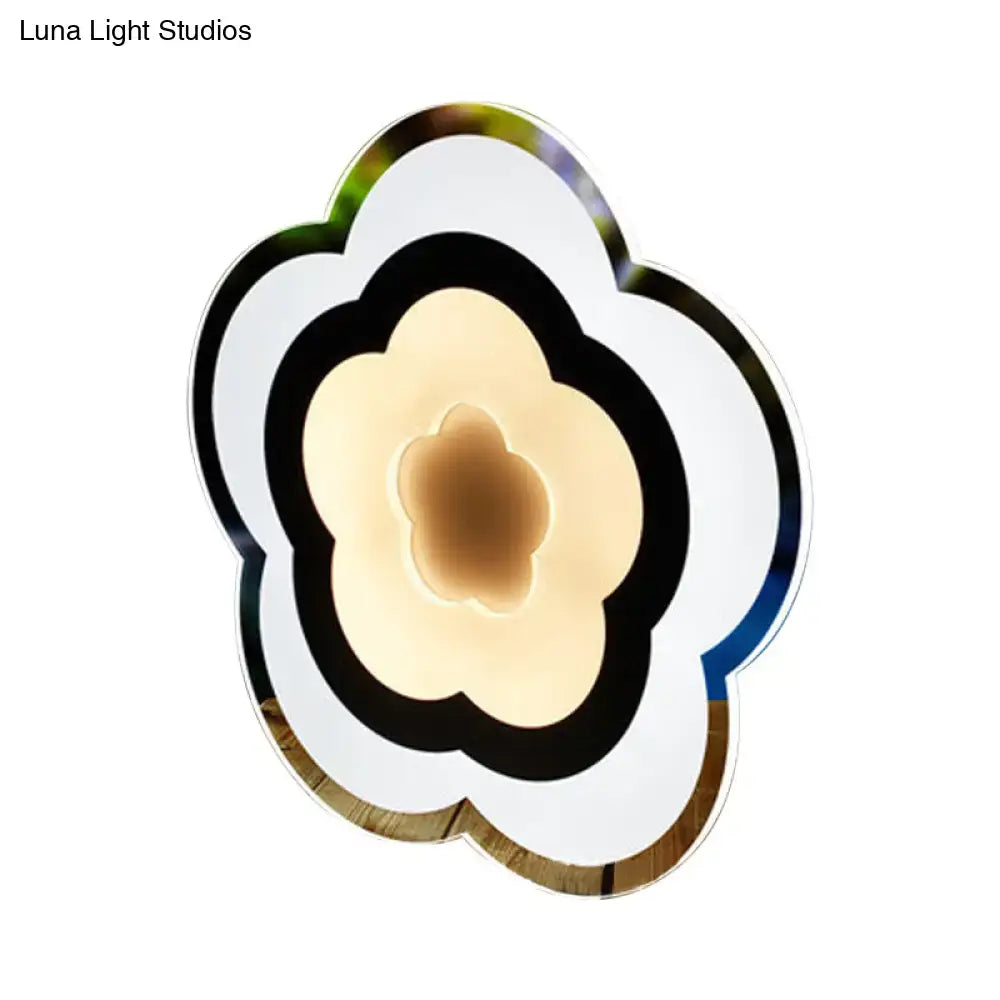 Modern white acrylic cloud wall lamp with layered white black and mirrored surfaces for bedroom lighting