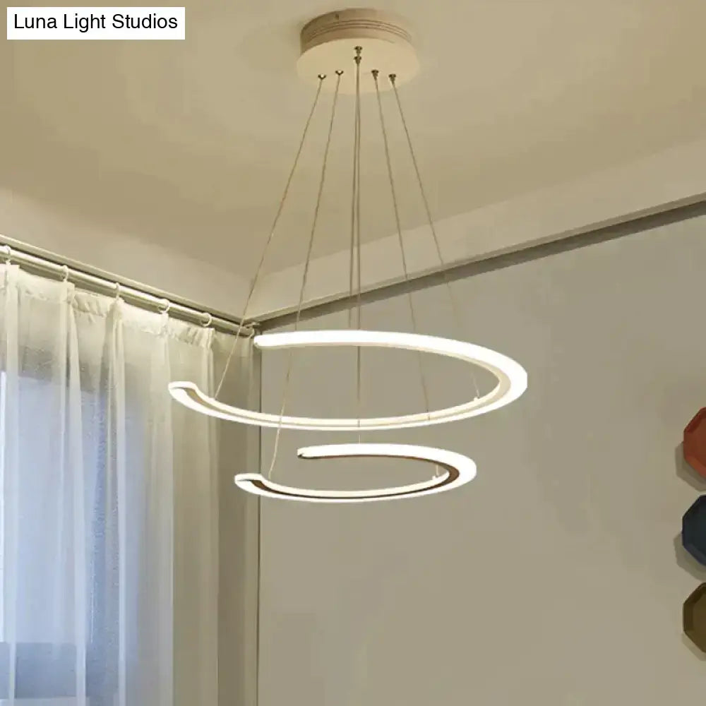 Modern decorbites™ c ring dining room chandelier with double acrylic LED rings and warm white illumination
