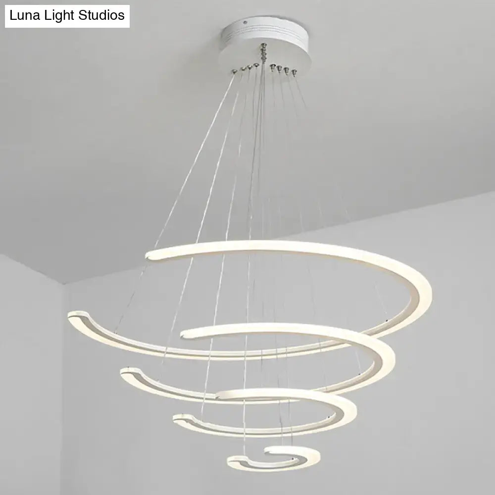 Modern white acrylic led dining room chandelier with sleek concentric rings for ring dining by decorbites