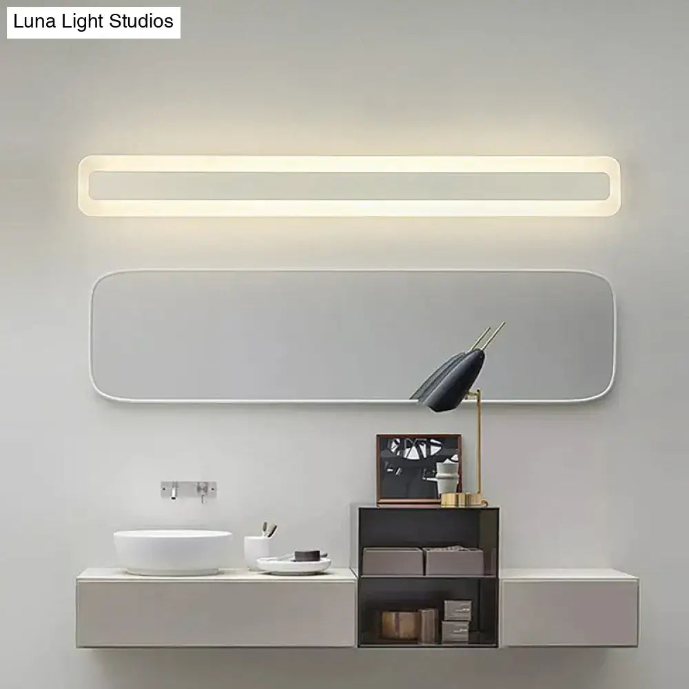 Modern white acrylic led vanity light bathroom sconce with rectangular design and warm white illumination 110v-120v