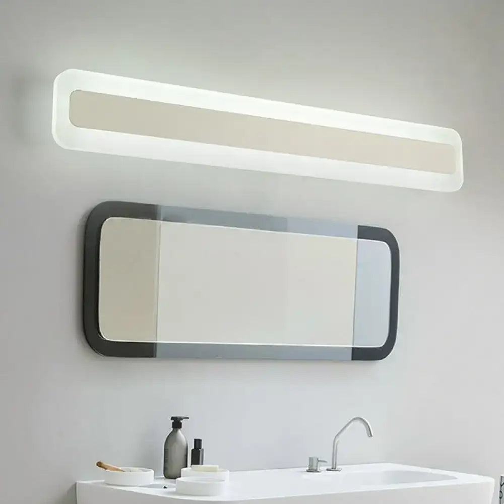 Modern white acrylic led vanity light bathroom sconce with frosted glass panel 110v-120v rectangular design