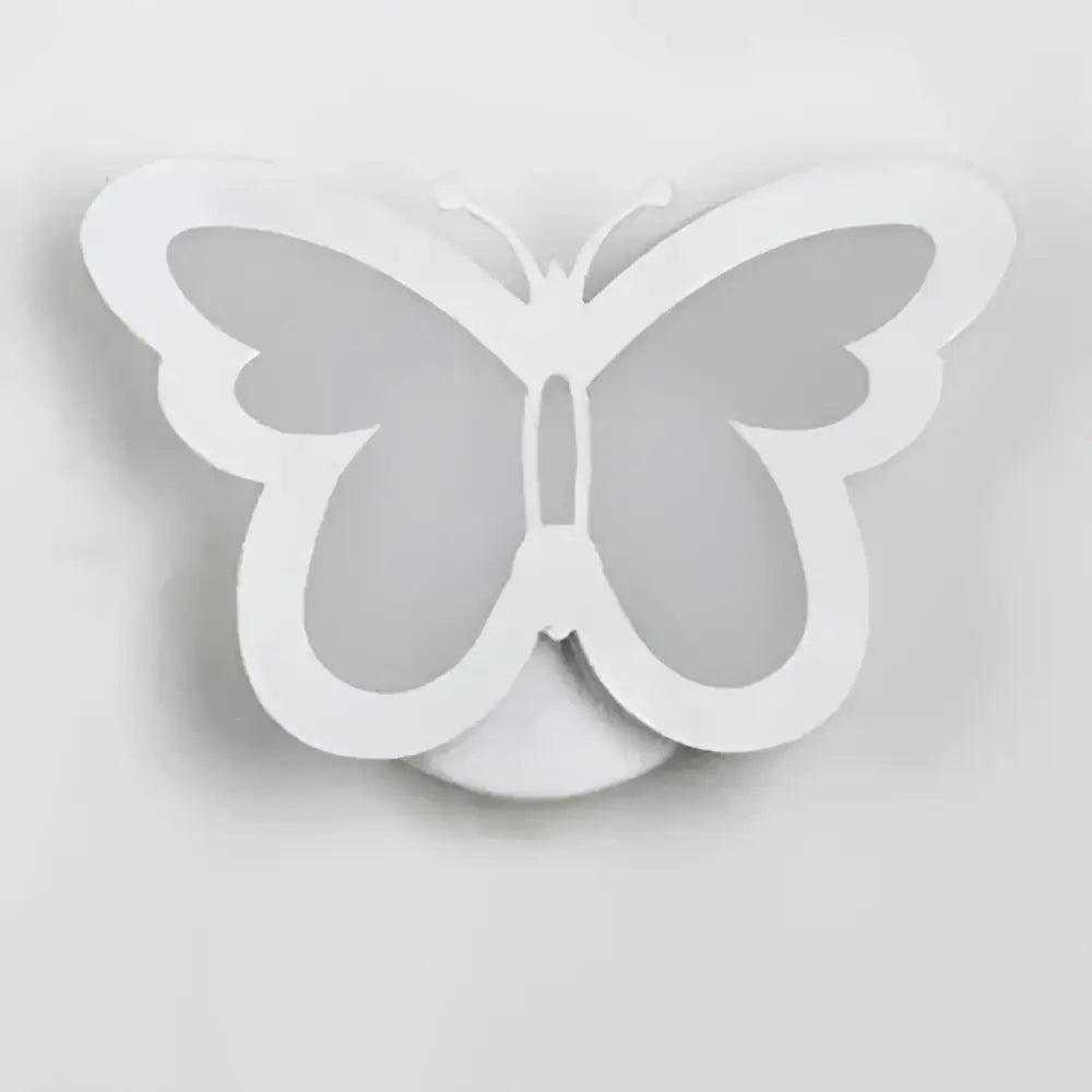 Modern white acrylic led wall sconce shaped like a butterfly with sleek minimalist design for childrens bedroom decorbites acrylic led