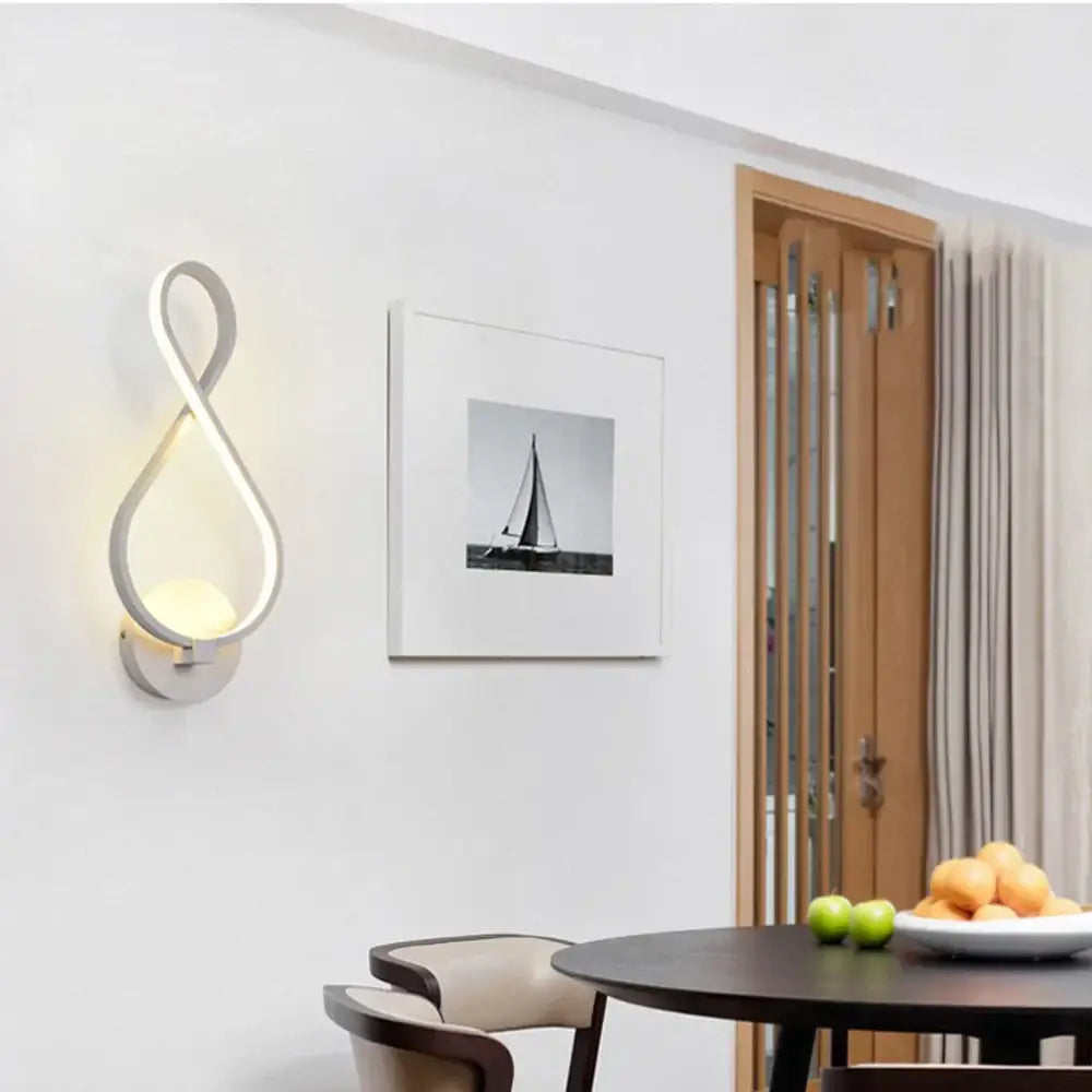Modern white acrylic led infinity-shaped wall sconce light with warm glow for bedroom corridor decorbites led wall use