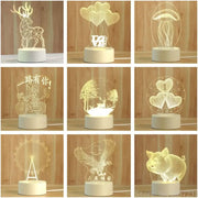 Collection of white illuminated decorbites 3d acrylic night lamps including deer balloons love jellyfish and eagle designs