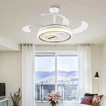Modern white adjustable blade ceiling fan with integrated led lighting and sleek curved blades for living room decorbites adjustable blade ceiling