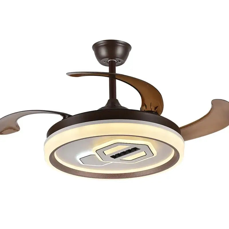Modern white adjustable blade ceiling fan with led light featuring dark bronze finish and sleek curved decorbites adjustable blade design