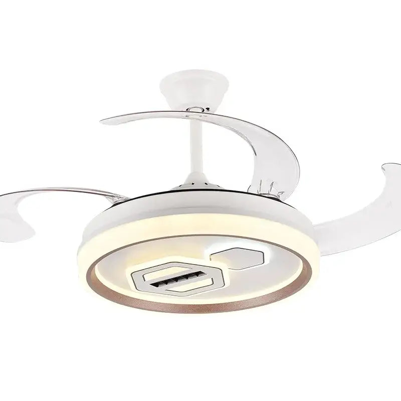 Modern white decorbites adjustable blade ceiling fan with chrome finish led light and usb port for living room decor
