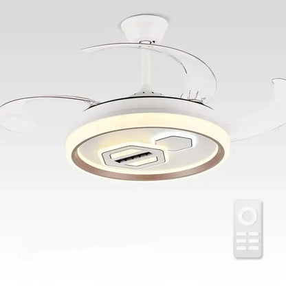 Modern white decorbites adjustable blade ceiling fan with integrated led light and usb charging port for living room use