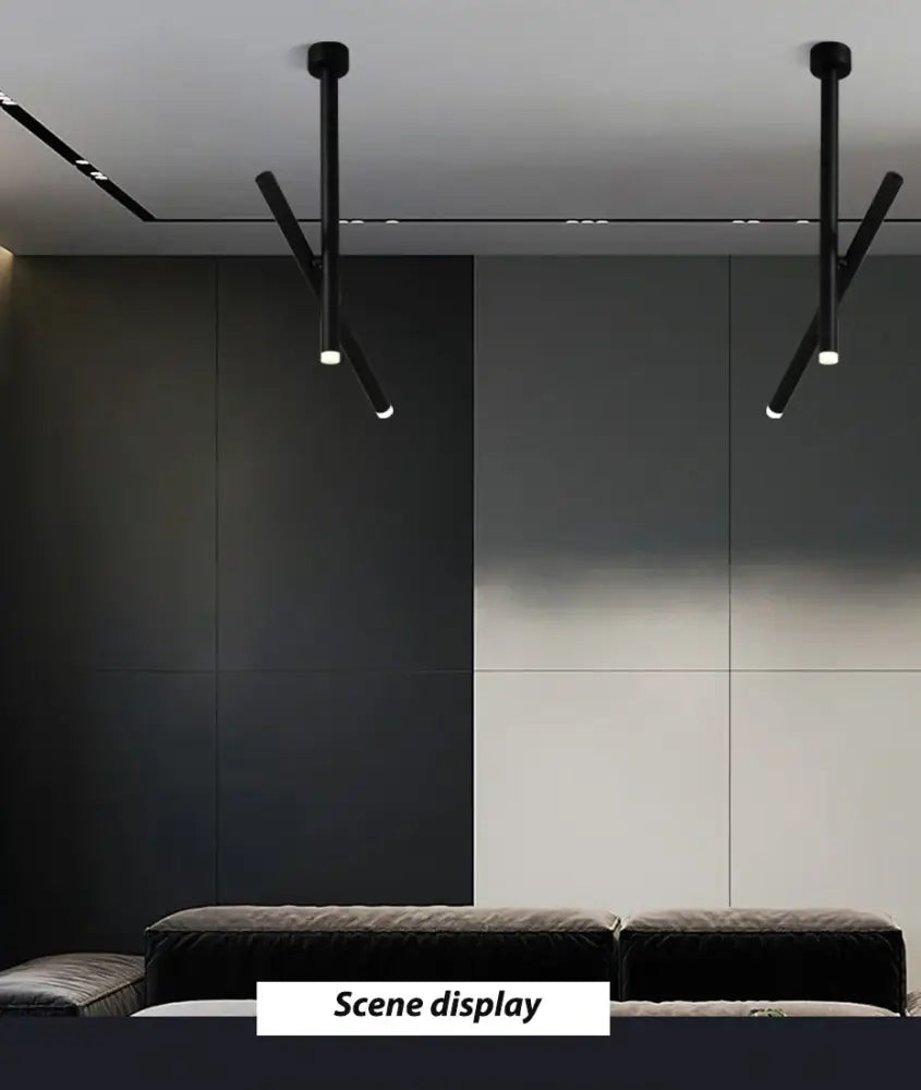 Modern white decorbites adjustable double angle ceiling spotlights with sleek black minimalist arms and recessed led bulbs