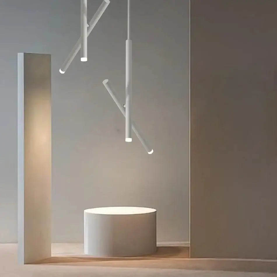 Modern white adjustable double angle ceiling spotlights with cylindrical pendant design by decorbites for kitchen decor