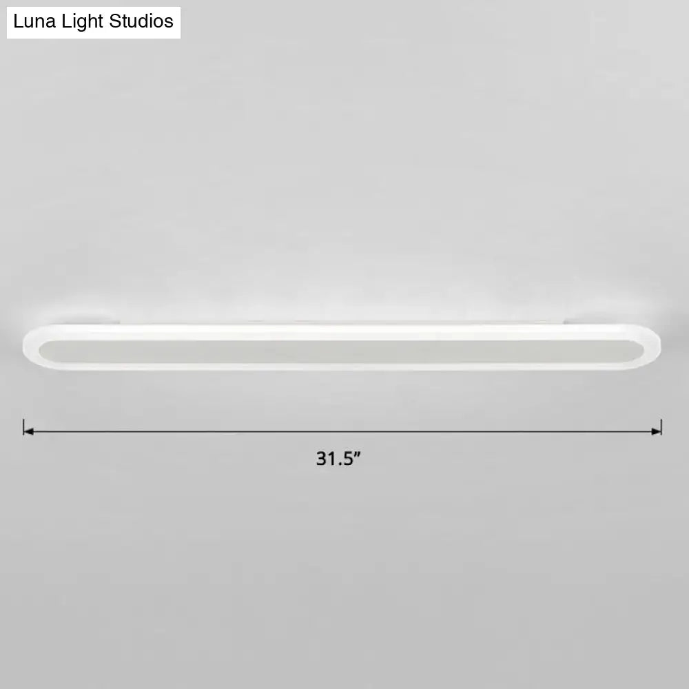 Modern white and black acrylic bar wall lamp with sleek oval led design 31.5-inch length 110v-120v 220v-240v