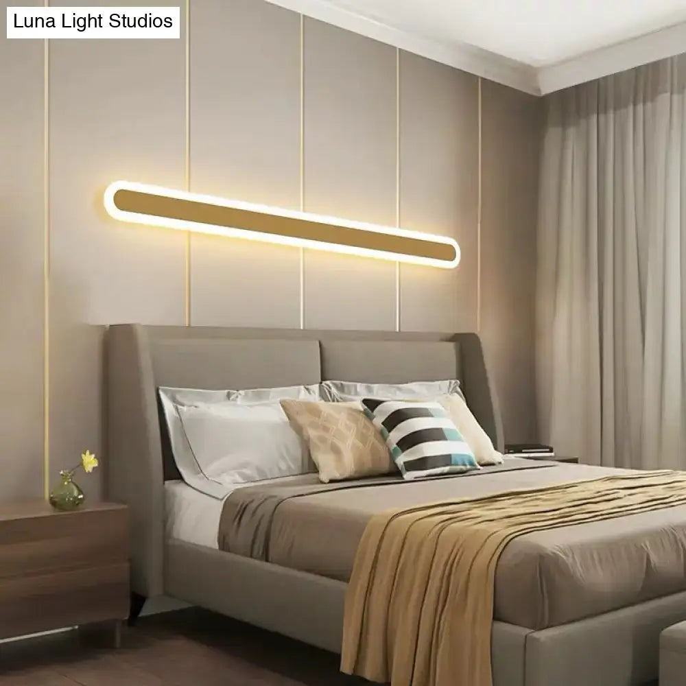 Modern white and black acrylic bar wall lamp with gold-accented led oval sconce warm light 110v-120v 220v-240v