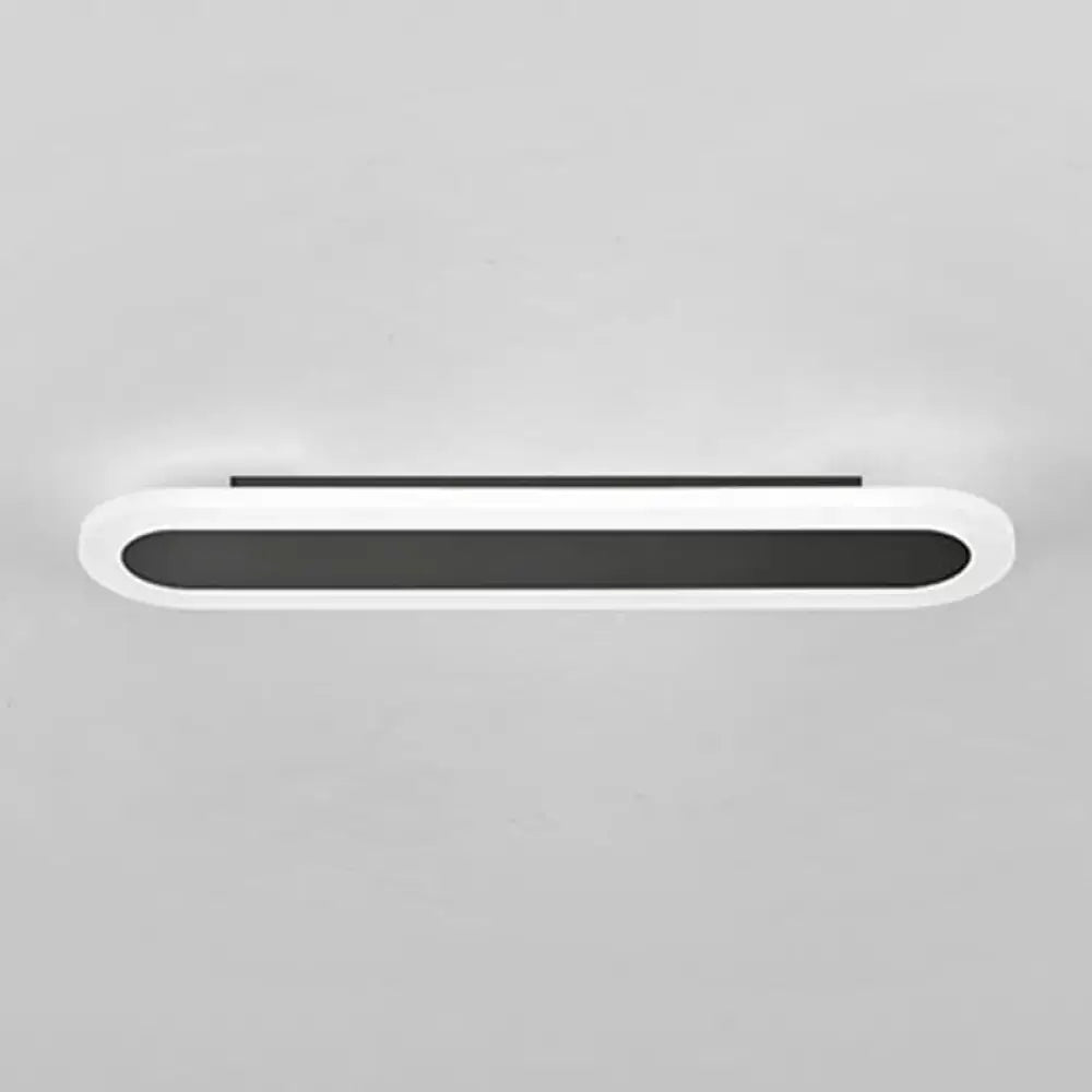 Modern white and black acrylic bar wall lamp with sleek oval frame and black illuminated strip for 110v 120v 220v 240v use