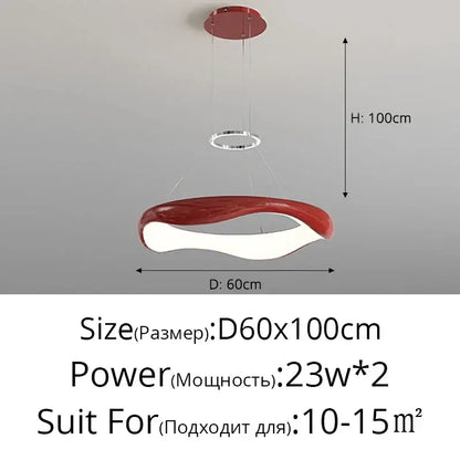 Modern white and black chrome pendant lamp with red and white curved design for dining room decorbites black chrome