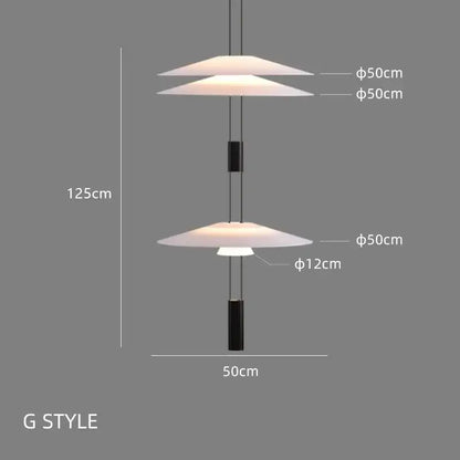 Modern white and black circular pendant light tiered design with three translucent disc shades for dining room decorbites circular pendant