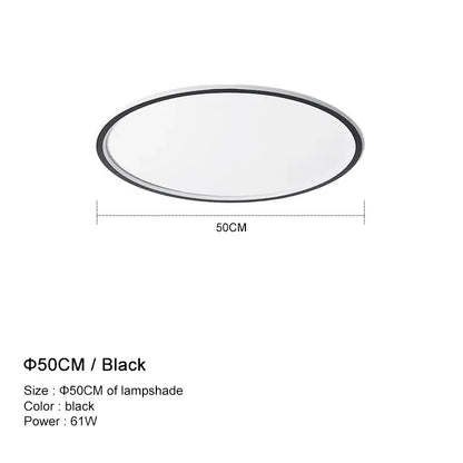 Black oval-shaped decorbites dimmable led ceiling light with sleek modern design 50cm diameter for living room decor