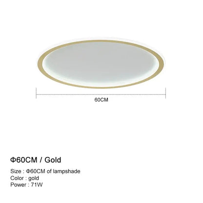 Gold-colored oval decorbites dimmable led ceiling light fixture with modern design 60cm diameter for living room decor