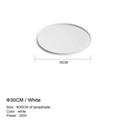 Modern white and black decorbites dimmable led ceiling light with white glossy circular lampshade 30 cm diameter