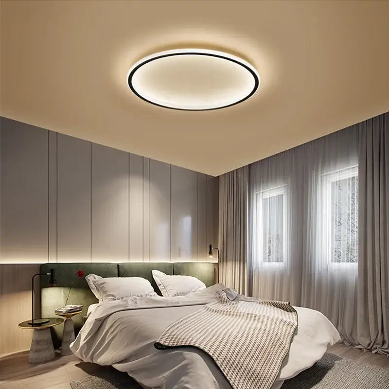Modern white and black decorbites dimmable led ceiling light with sleek frame and soft illumination for living room decor