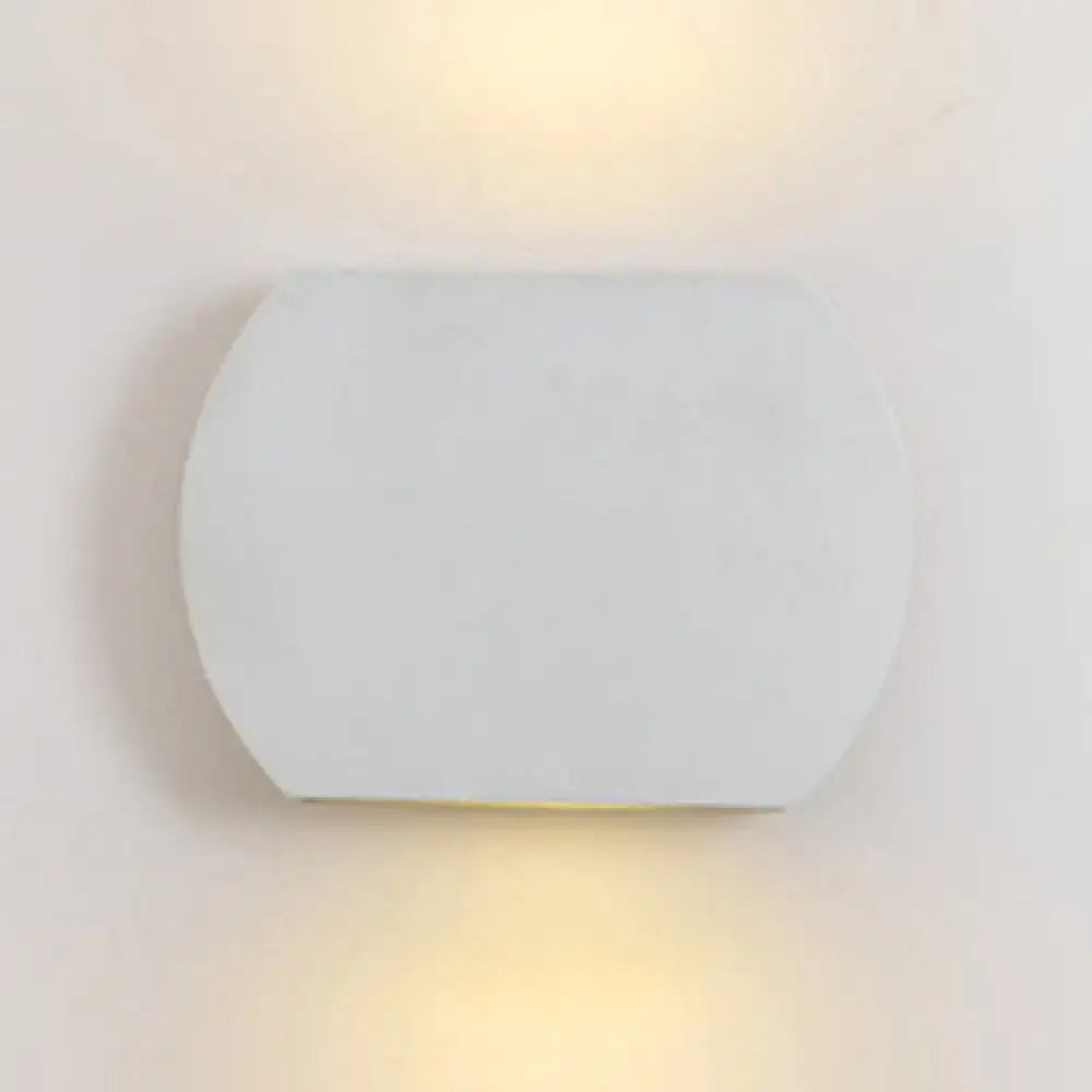 Modern white rectangular wall lamp with curved edges and minimalist design direct wired electric for corridor use