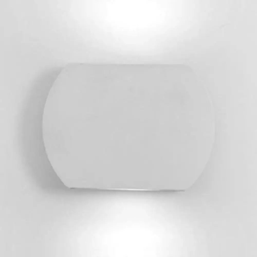 Minimalist white rectangular wall lamp with rounded edges and sleek modern design direct wired electric for corridor use