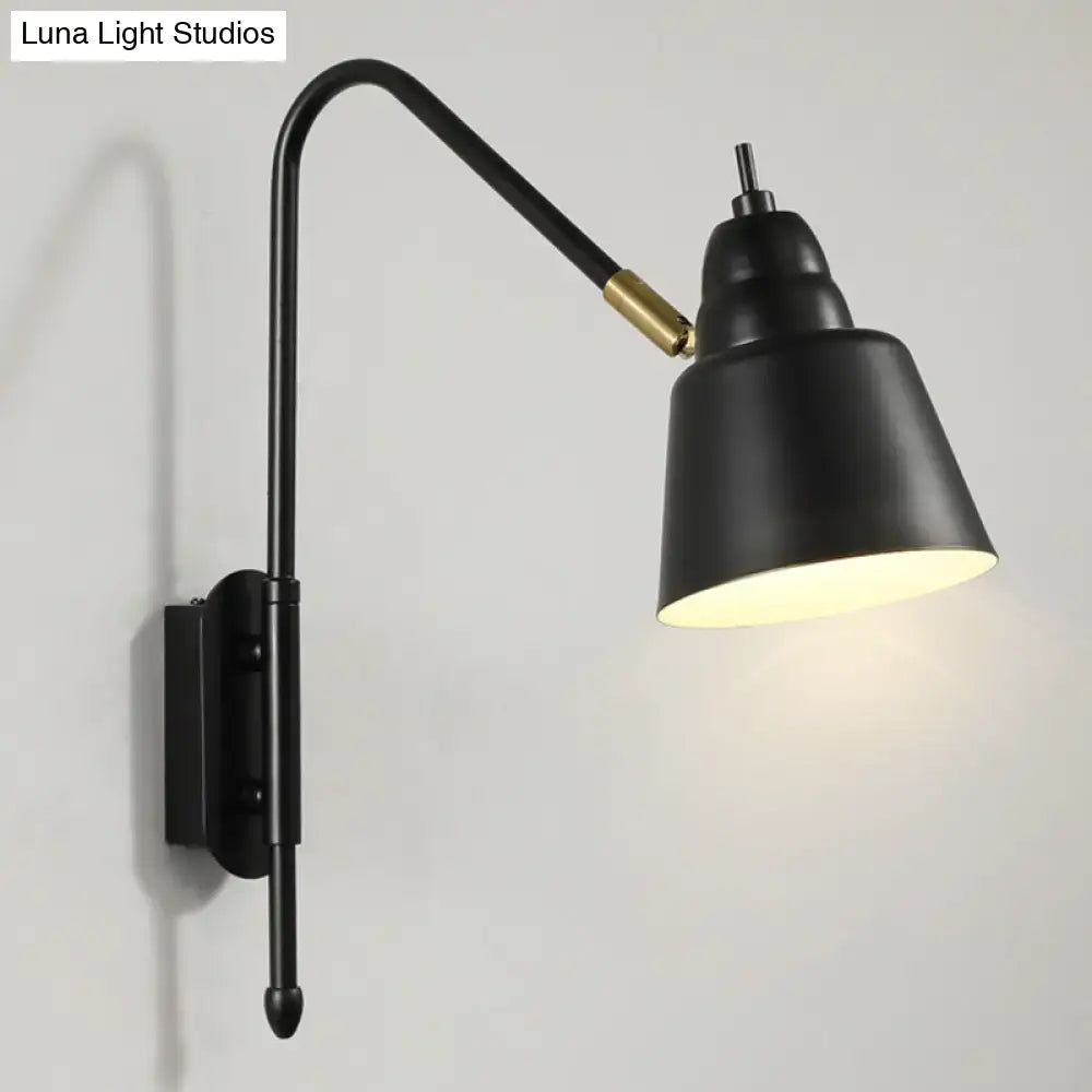 Black metal wall sconce with brass accent and adjustable arm modern white and brass v-shaped wall light type for reading