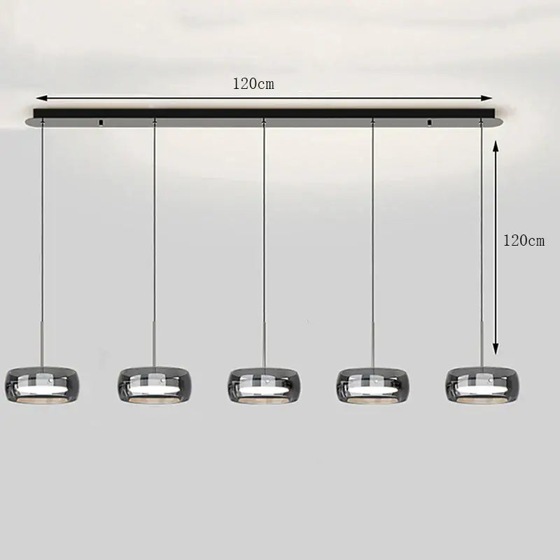 Modern white and clear glass ring pendant light with chrome finish and remote dimming for dining room use