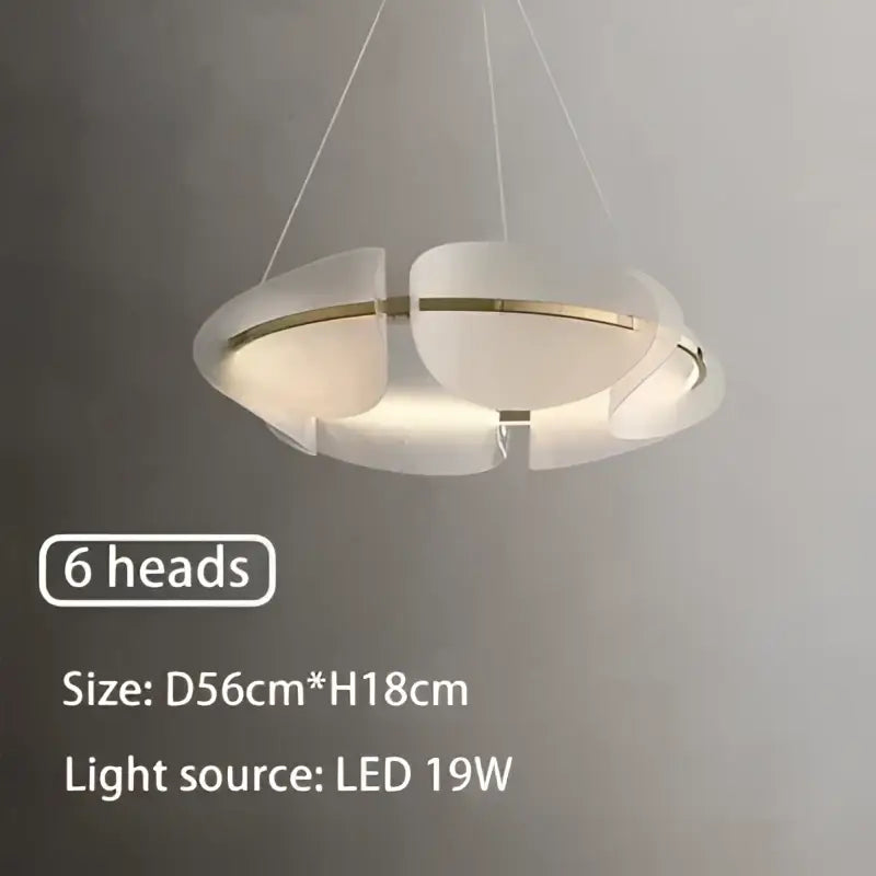 Modern white and gold circular led pendant light with six frosted glass heads and gold trim for living room decorbites circular led
