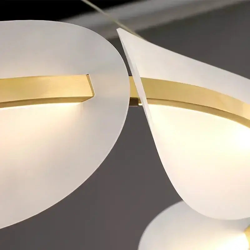 Modern white and gold circular led pendant light with frosted glass shades and polished metal accents for living room decorbites circular led pendant