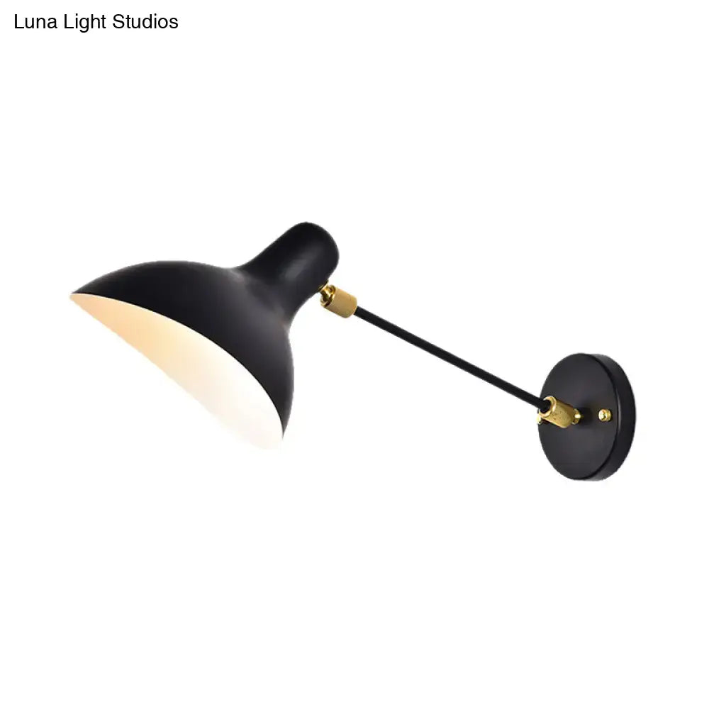 Modern living room wall mounted lamp in black with matte finish and brass accents for led incandescent fluorescent use