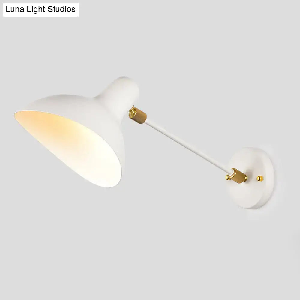 Modern white and gold wall mounted lamp with adjustable arm and brass accents for living room led lighting